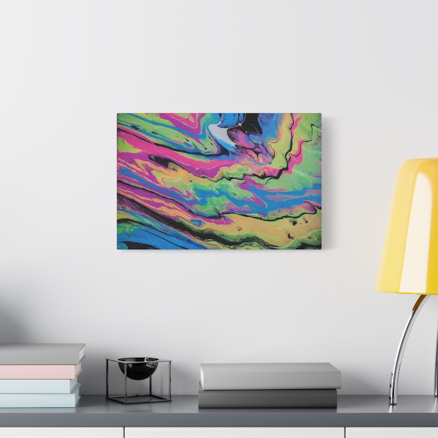 Abstract Neon Fluid Art Canvas Print — Vibrant Psychedelic Wall Decor