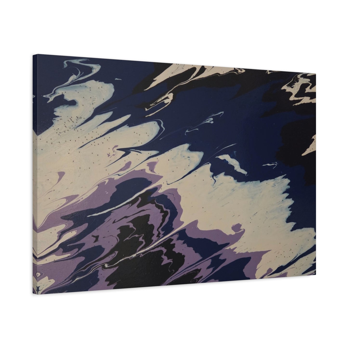 Abstract Navy & Lavender Wave Matte Stretched Canvas (1.25")