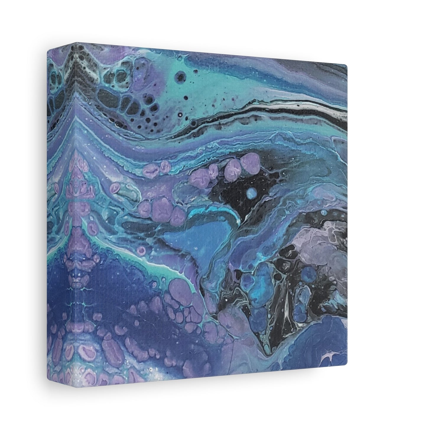 Abstract Ocean Wave Matte Canvas Print — Blue & Purple Fluid Art, Stretched 1.25"
