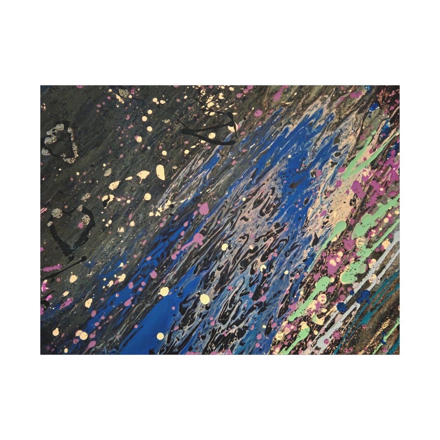 Abstract Splatter Matte Canvas Print — Colorful Fluid Art Wall Decor, Stretched 1.25"
