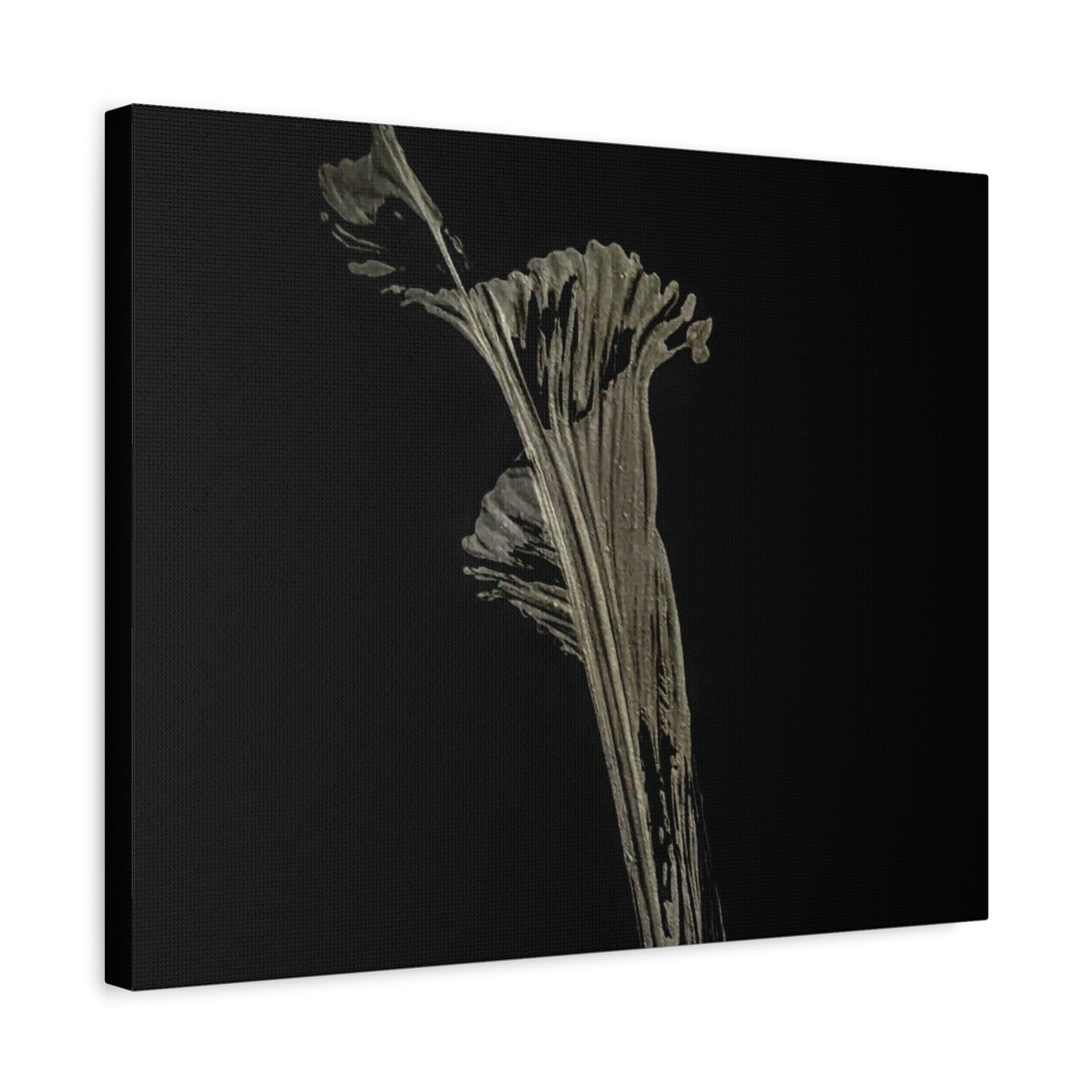 Calla Lilly - Minimalist Botanical Canvas Print — Monochrome Flower Art on Black Matte