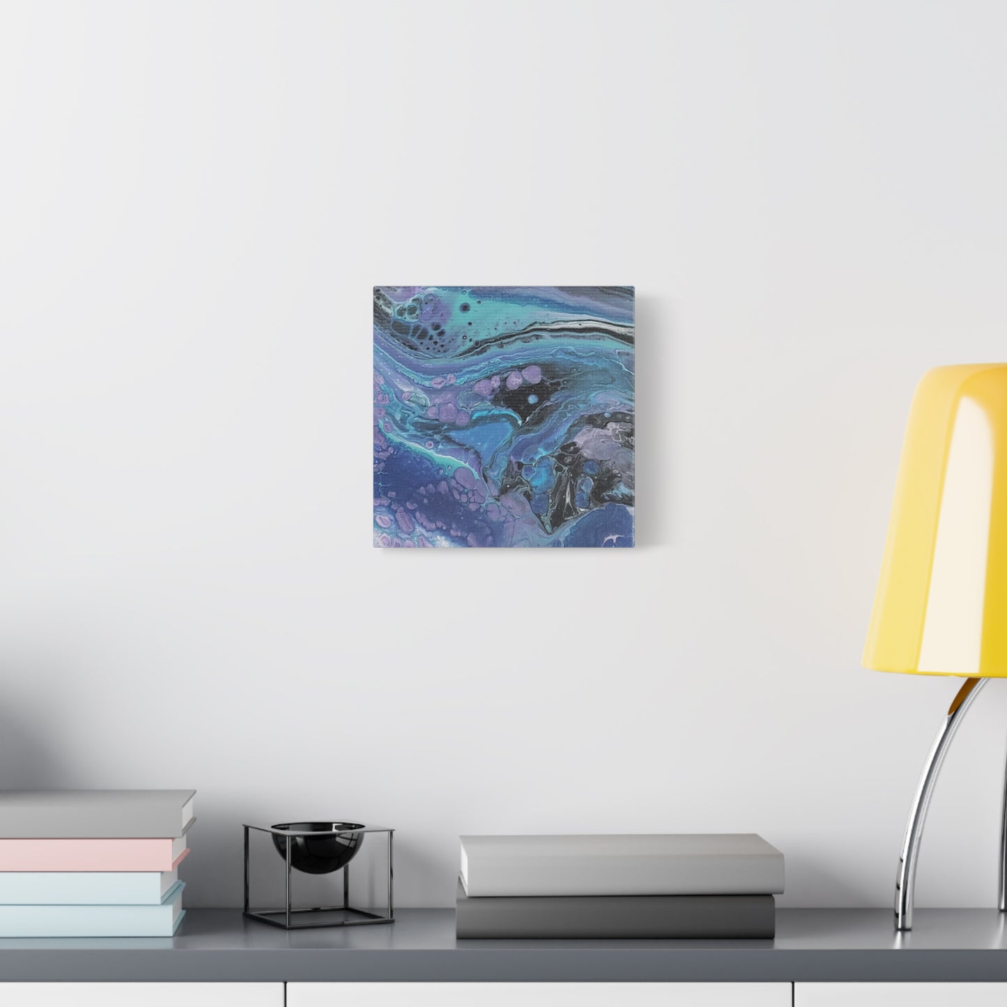 Abstract Ocean Wave Matte Canvas Print — Blue & Purple Fluid Art, Stretched 1.25"