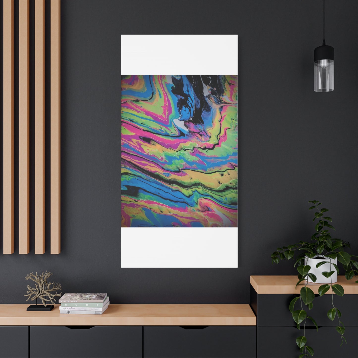 Abstract Neon Fluid Art Canvas Print — Vibrant Psychedelic Wall Decor