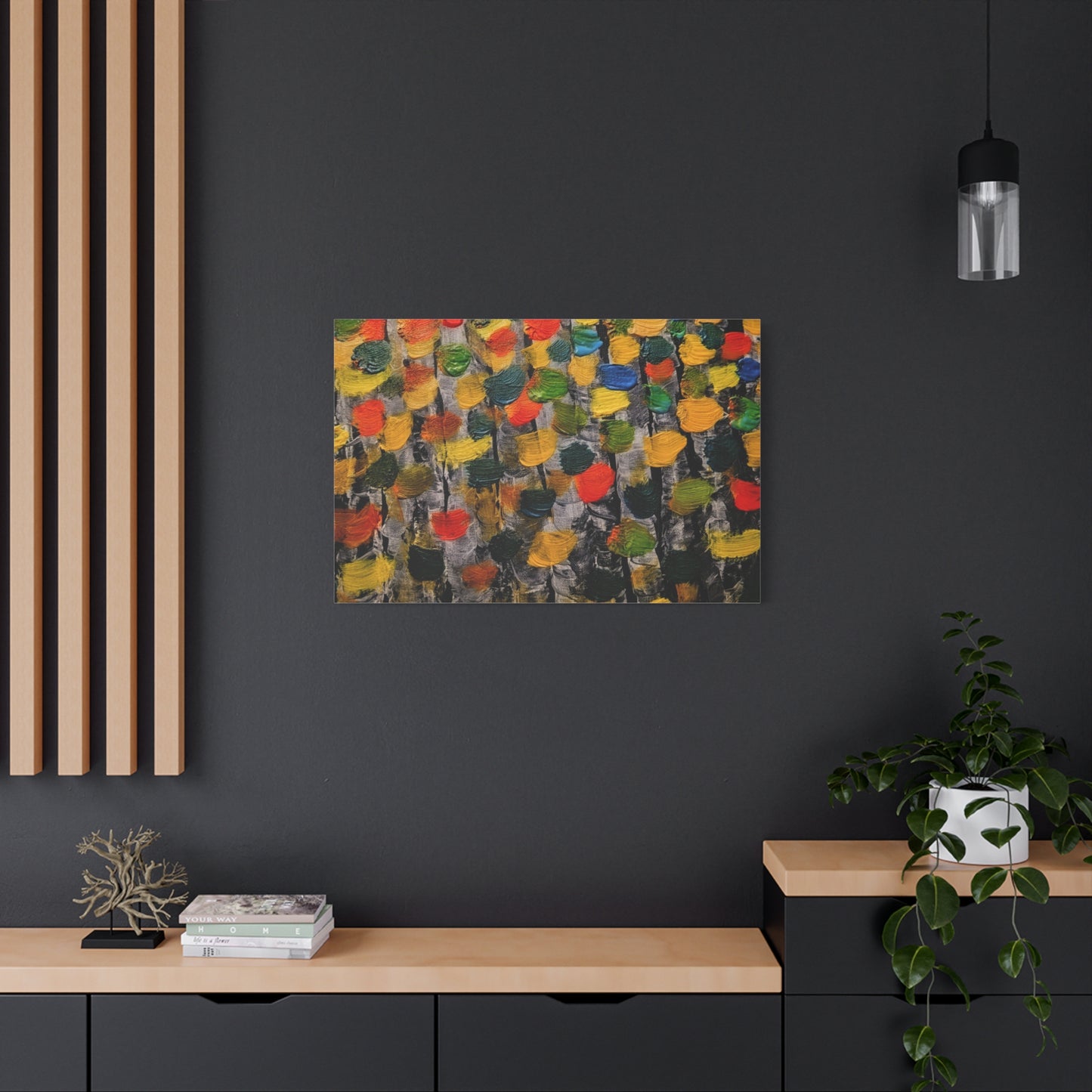 birch trees with color strokes - Abstract Color Bloom Matte Canvas Wall Art — Stretched 1.25"