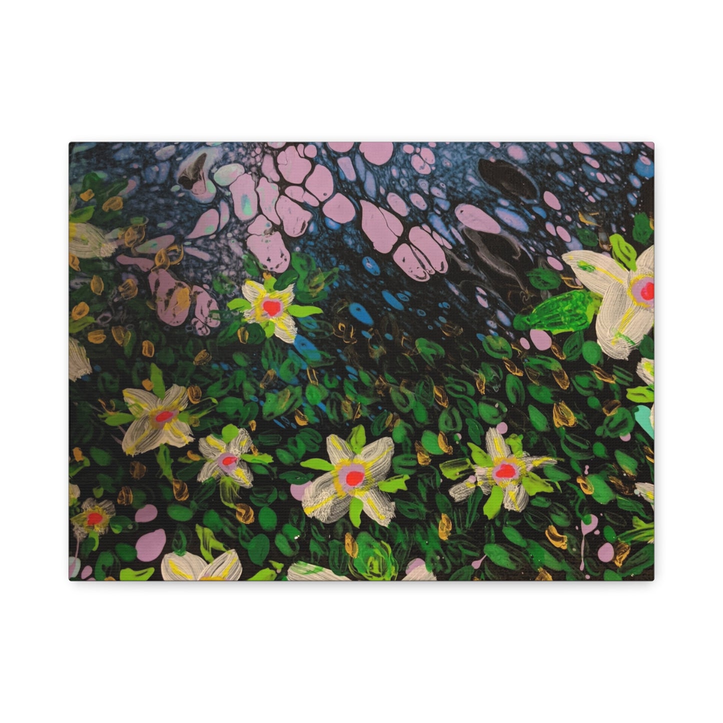 Floetrol&Flowers - Night Pour Garden Matte Canvas Print — Stretched Wall Art