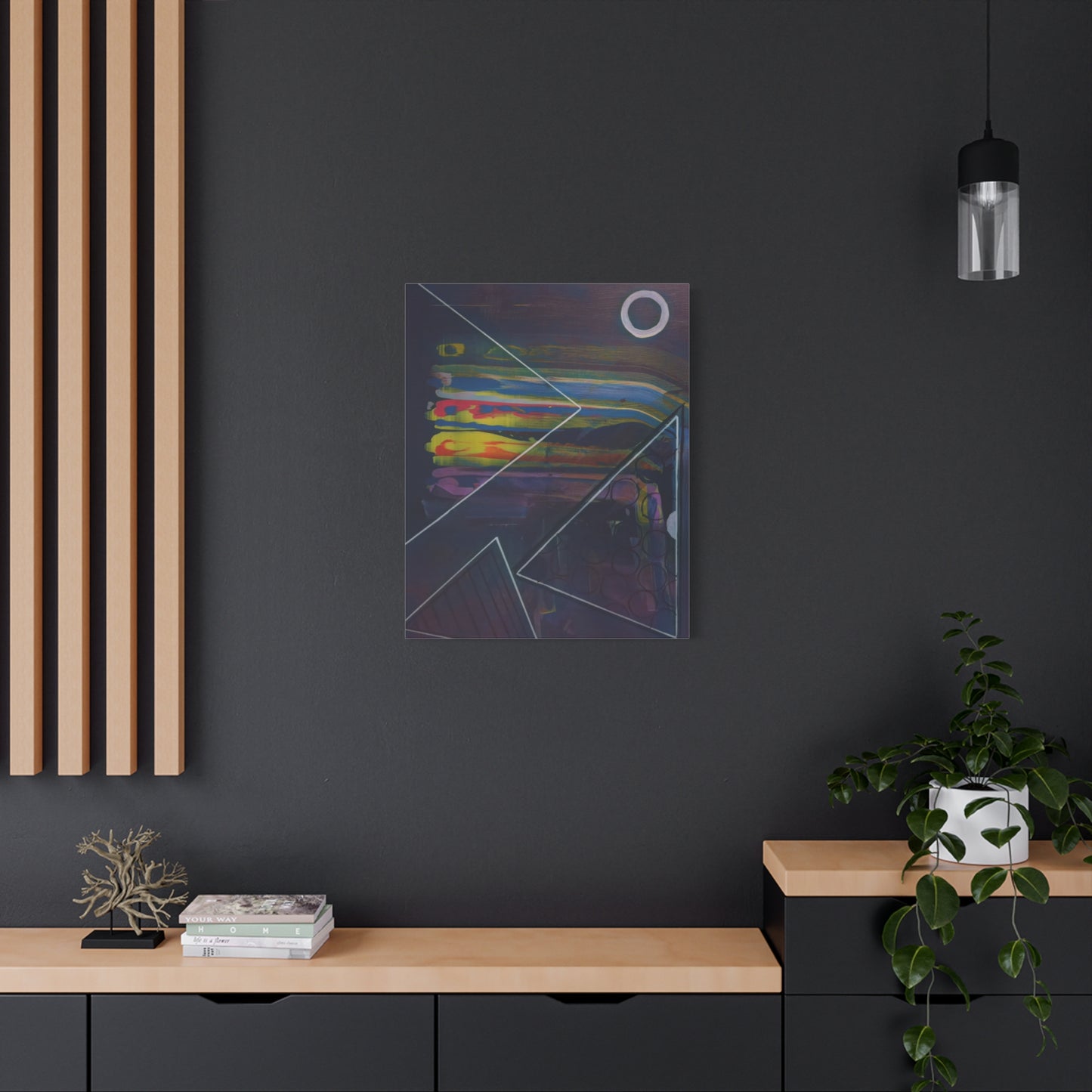 Abstract Geometric Canvas Art - 2025 astronomy – Colorful Drip Triangle Stretched Canvas