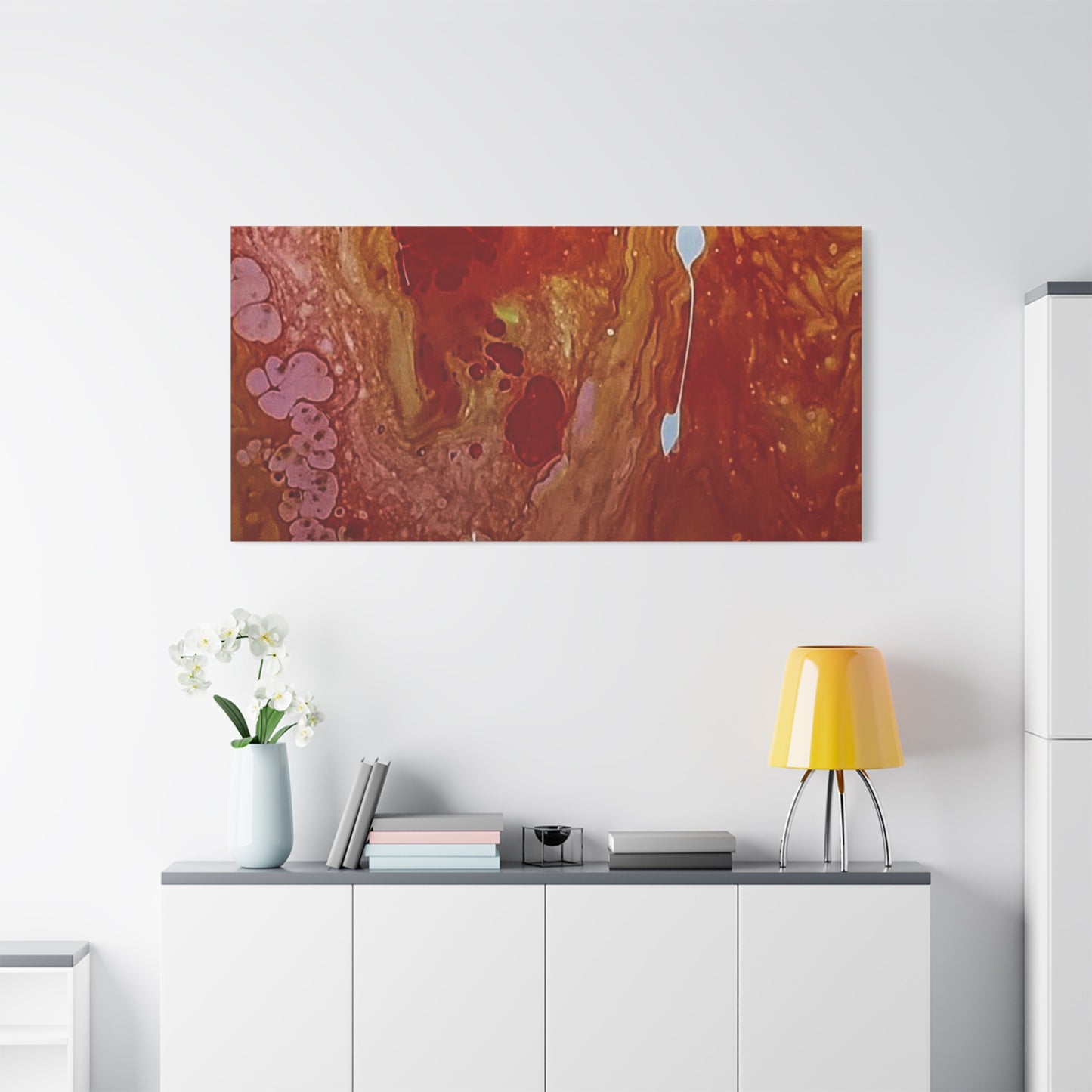 Abstract Red Fluid Art Canvas Print — Matte Stretched Wall Art