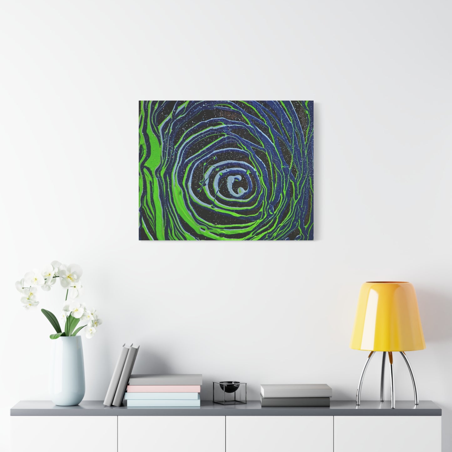 Abstract Green Swirl Matte Canvas Art — Stretched 1.25" Wall Décor