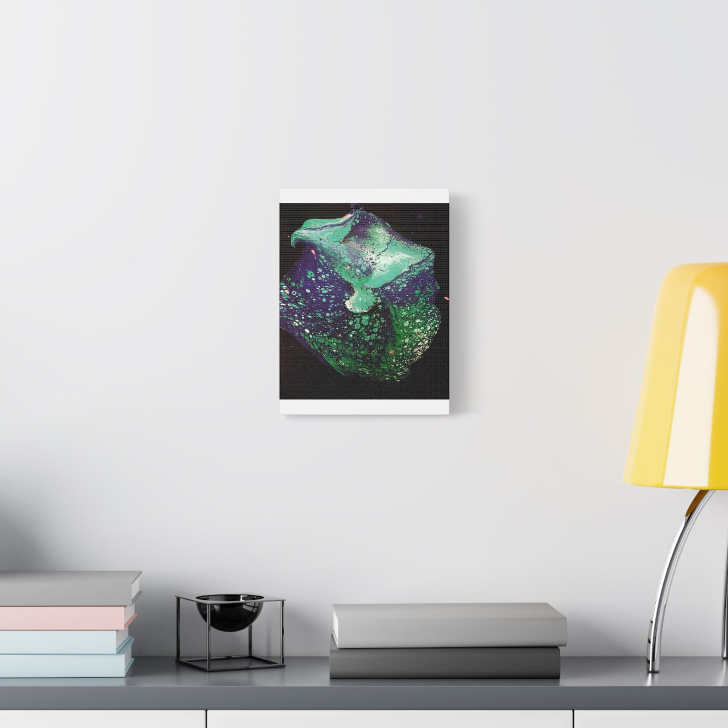 Abstract Green & Teal Fluid Art Canvas Print - Matte Stretched Wall Art