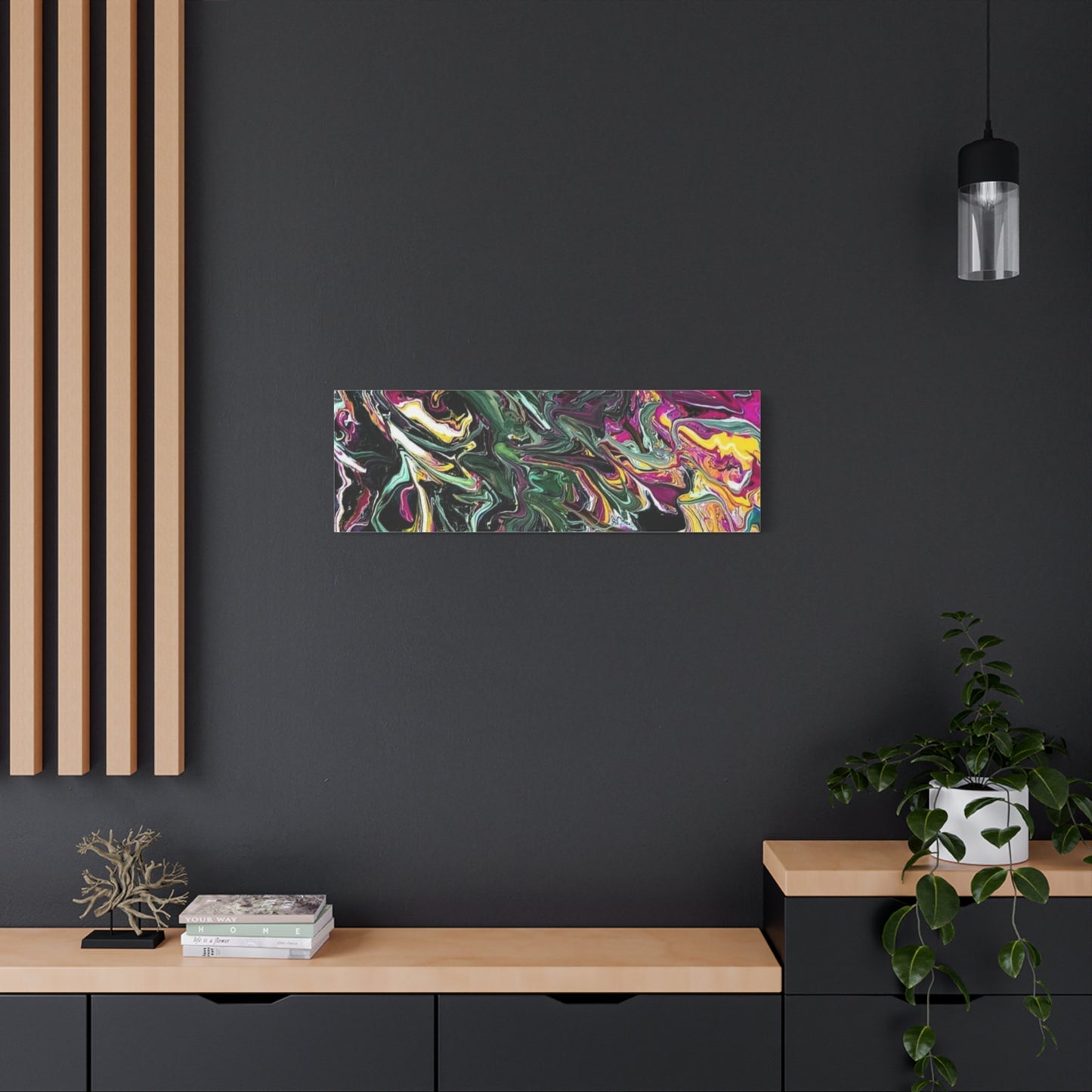 chaos in the garden - Abstract Fluid Art Matte Canvas Print - Colorful Swirl Wall Art
