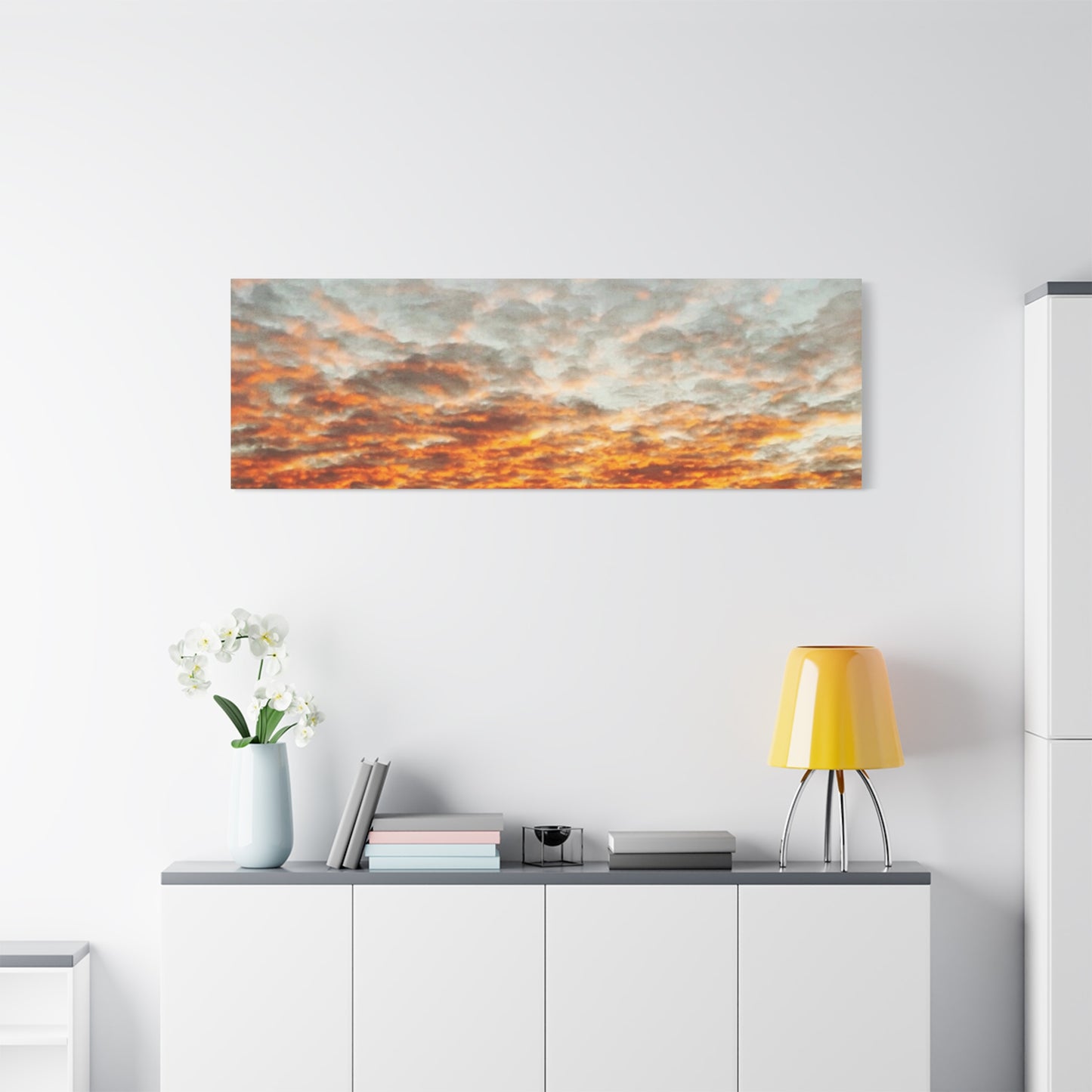 Sunset Sky Canvas Print — Orange Cloudscape Matte Stretched Wall Art