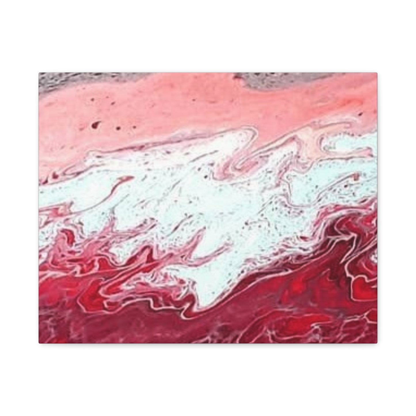 Abstract Pink & Red Fluid Art Canvas — Matte Stretched Wall Art