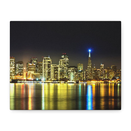 San Francisco Night Skyline Matte Canvas Print — Stretched 1.25"