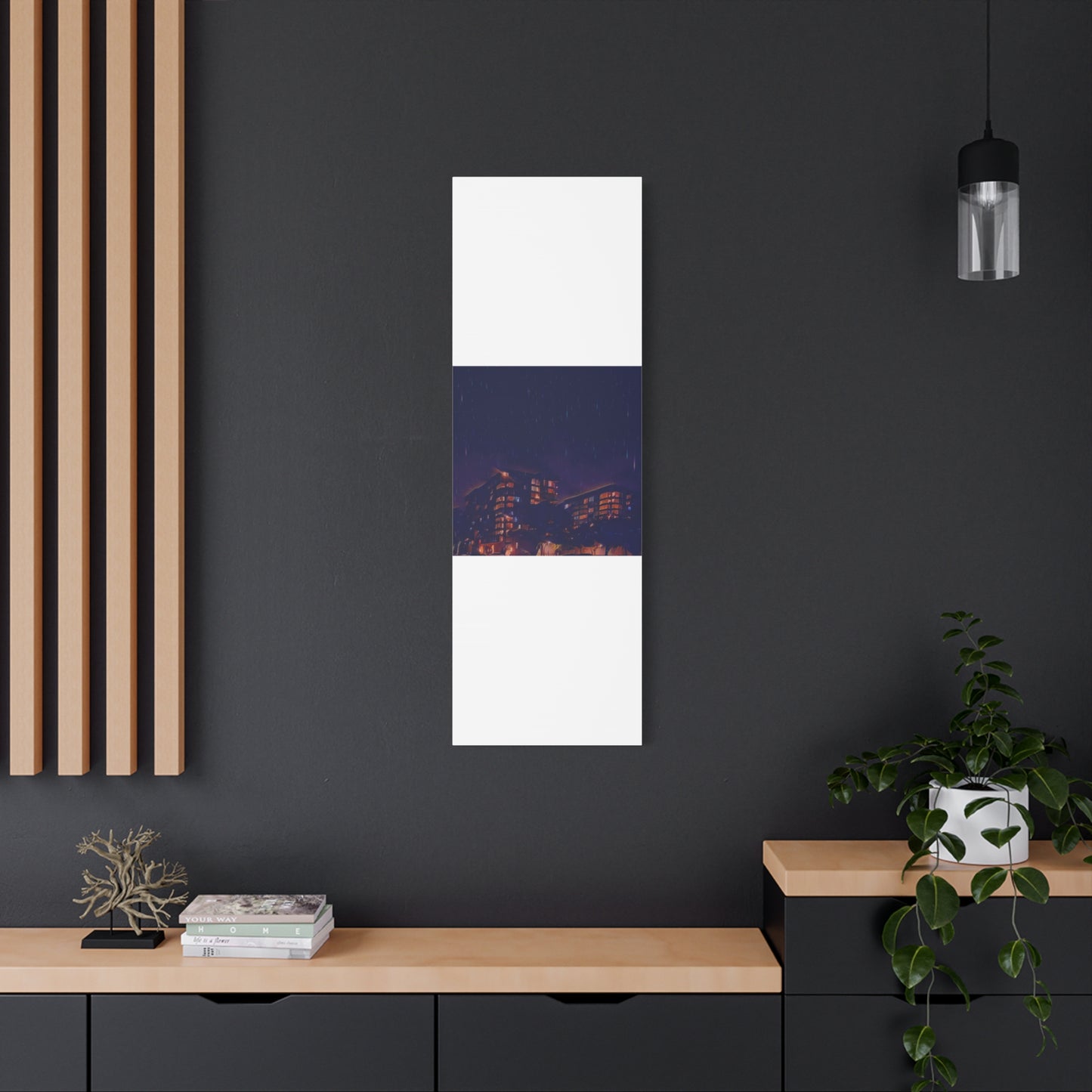 Neon Percipitation @ night - Canvas Print — Moody Urban Wall Art
