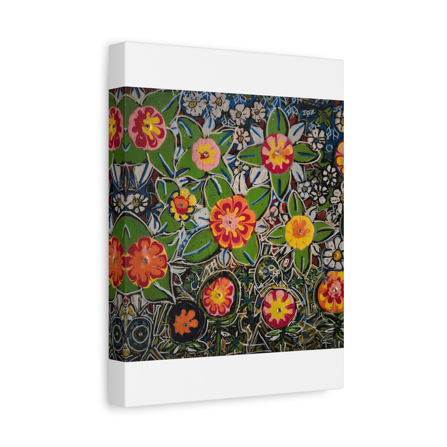 Urban_gardening-04 - Floral Pop Matte Stretched Canvas – Colorful Hand-Painted Garden Wall Art