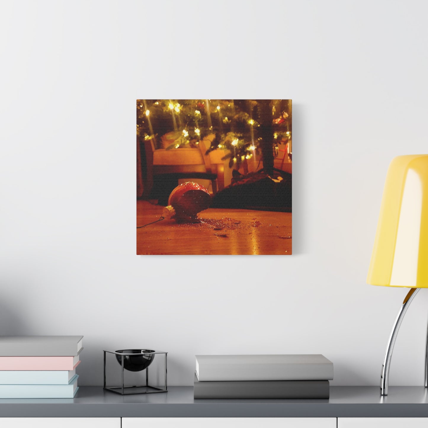 Christmas Tree Ornament Photo Canvas – Cozy Holiday Still Life Wall Art