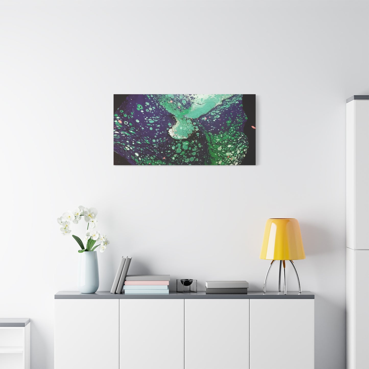 Abstract Green & Teal Fluid Art Canvas Print - Matte Stretched Wall Art