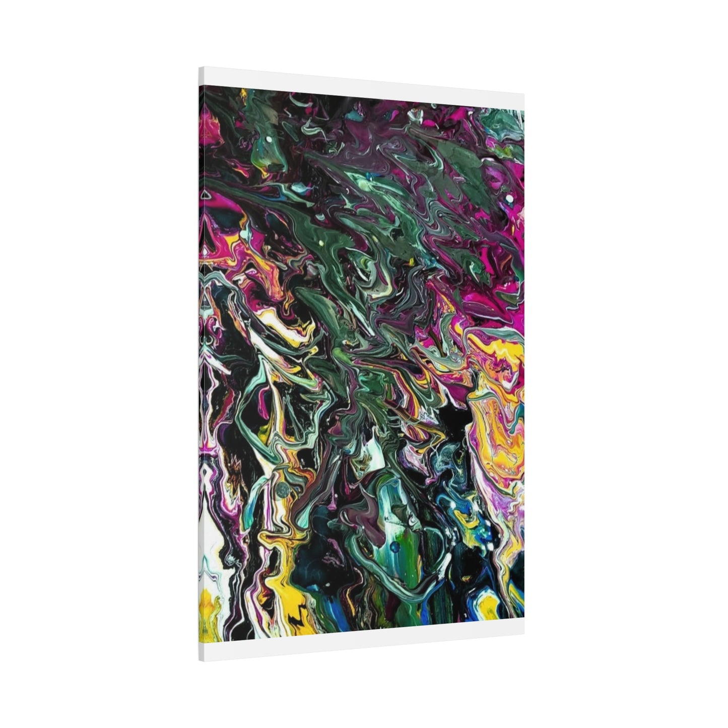chaos in the garden - Abstract Fluid Art Matte Canvas Print - Colorful Swirl Wall Art