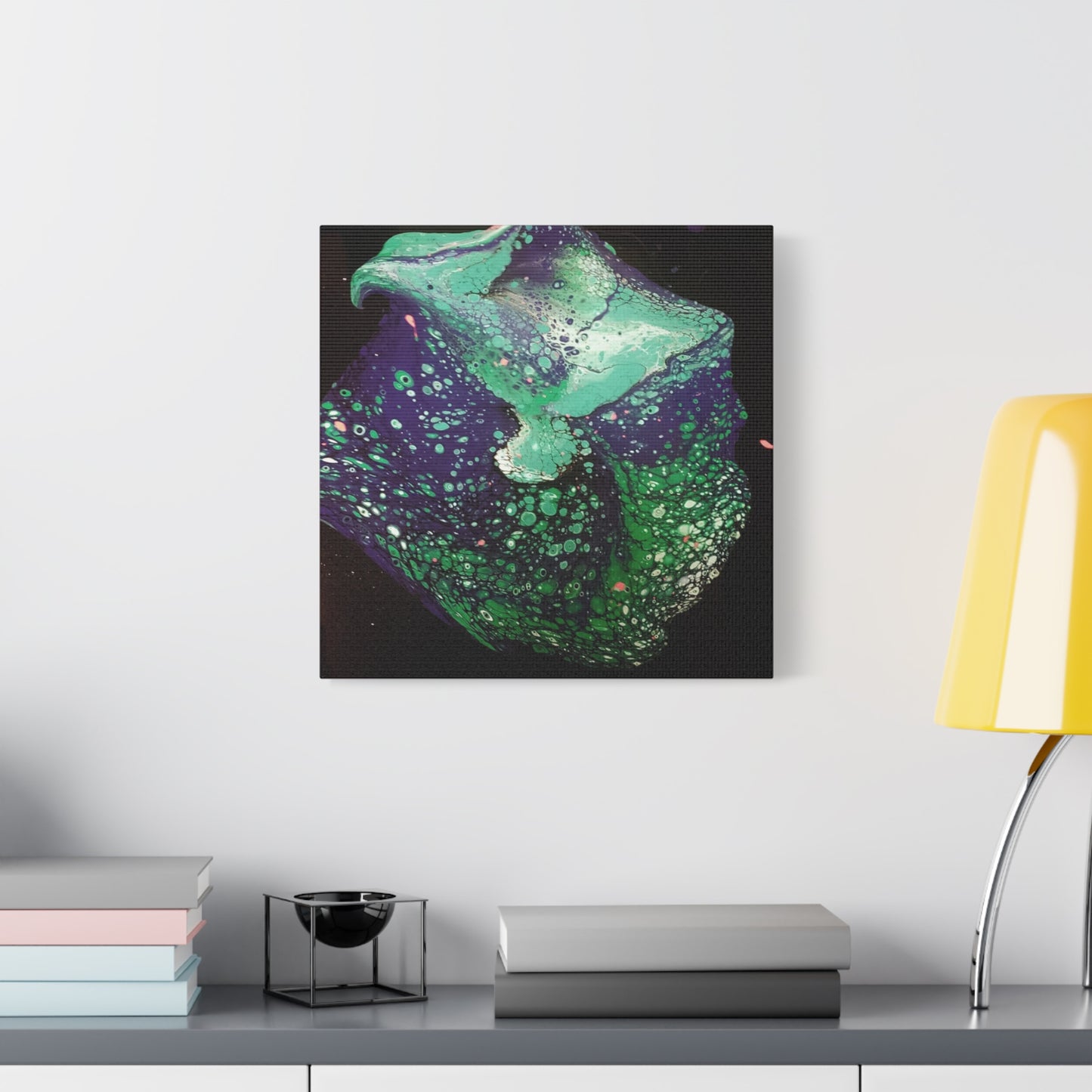 Abstract Green & Teal Fluid Art Canvas Print - Matte Stretched Wall Art