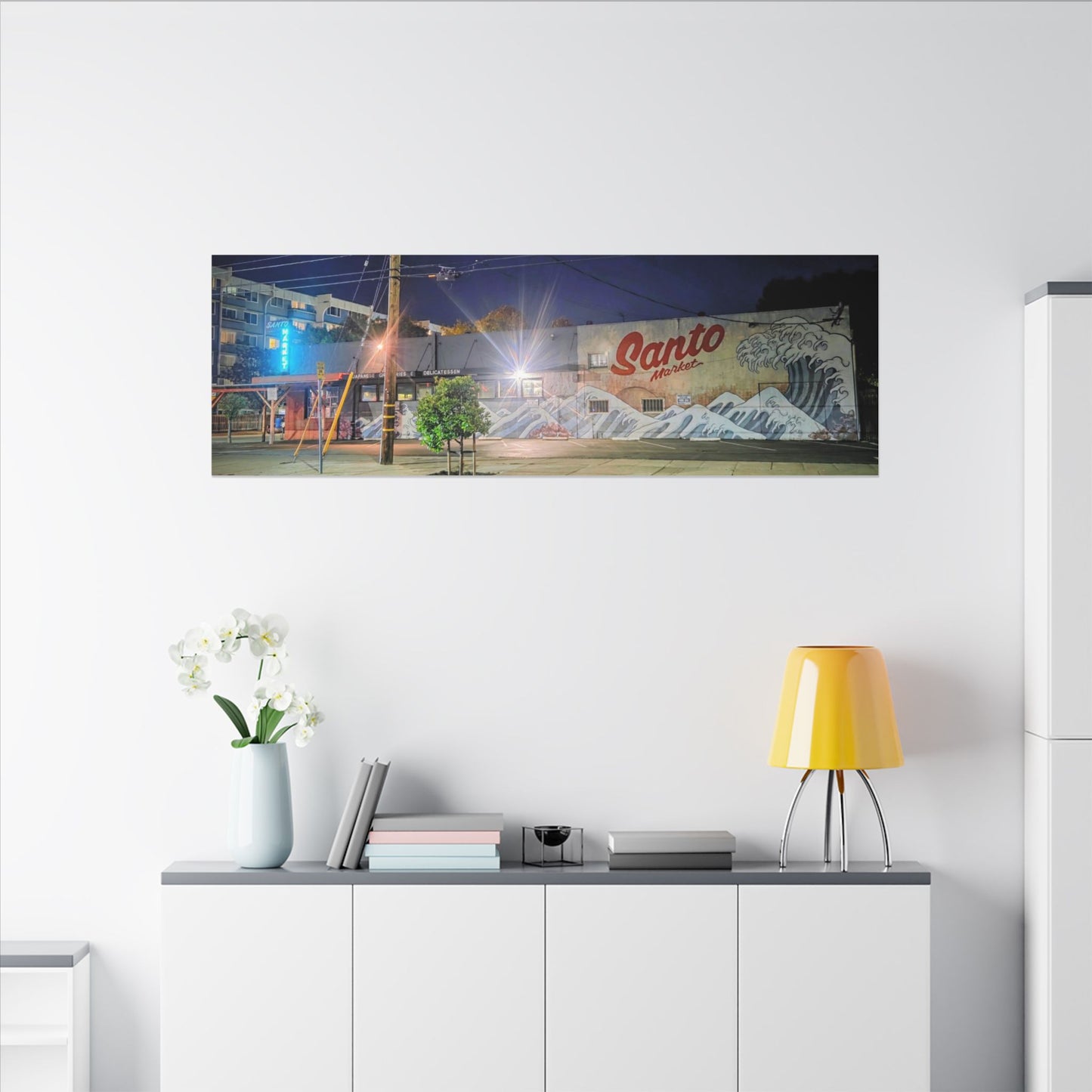 Santo Market Mural (7th&taylor)— Nighttime Urban Wall Art