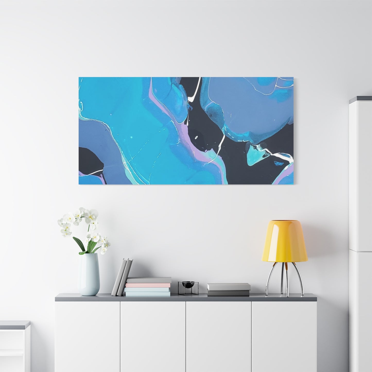 Abstract Blue Fluid Art Canvas Print — Matte Stretched Wall Art 1.25"