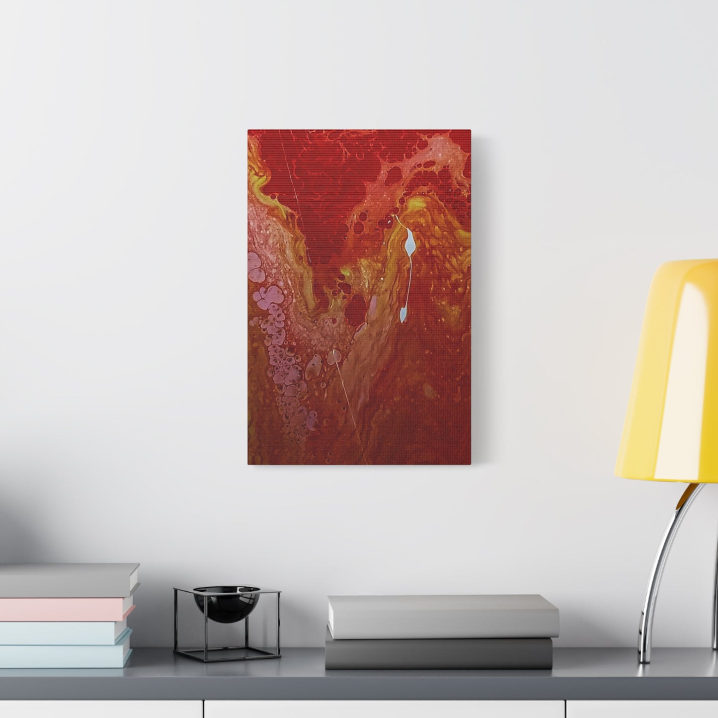 Abstract Red Fluid Art Canvas Print — Matte Stretched Wall Art