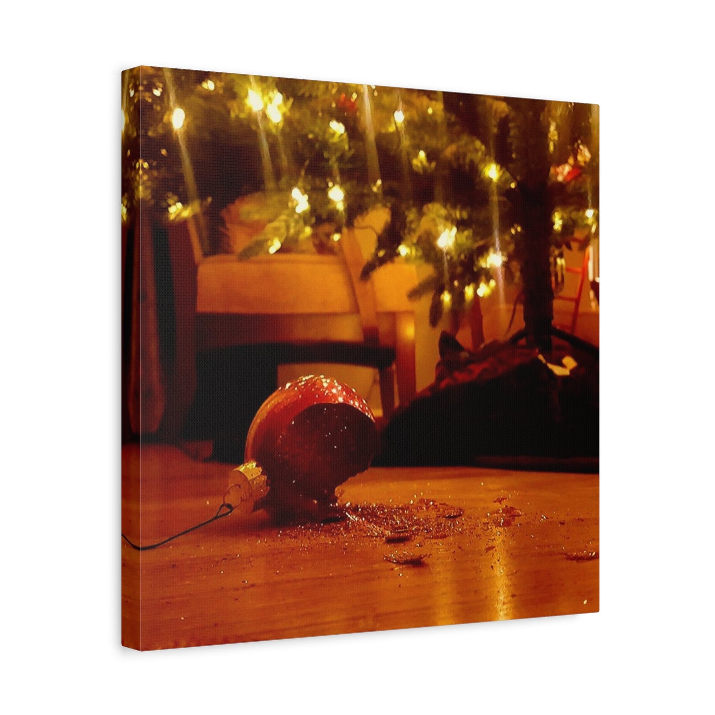 Christmas Tree Ornament Photo Canvas – Cozy Holiday Still Life Wall Art