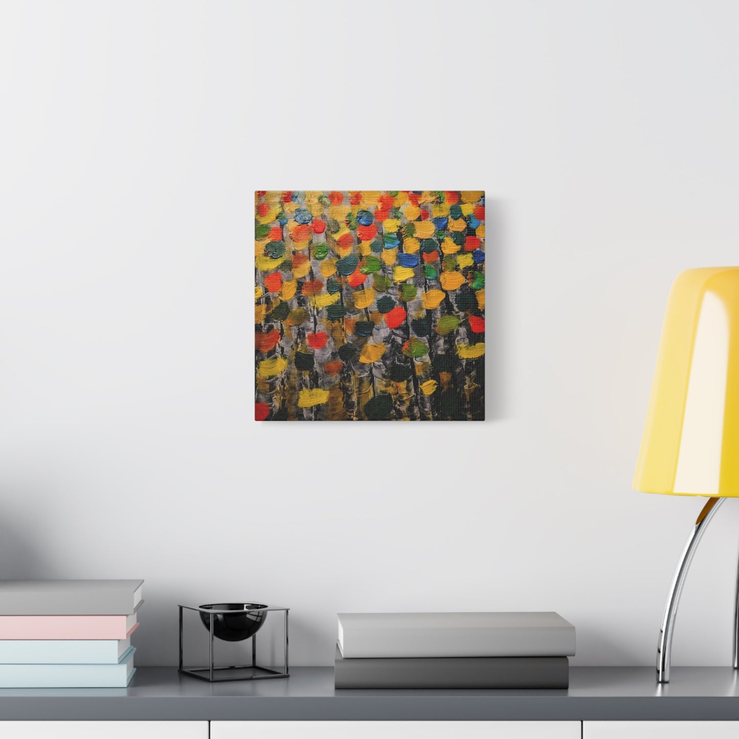 birch trees with color strokes - Abstract Color Bloom Matte Canvas Wall Art — Stretched 1.25"
