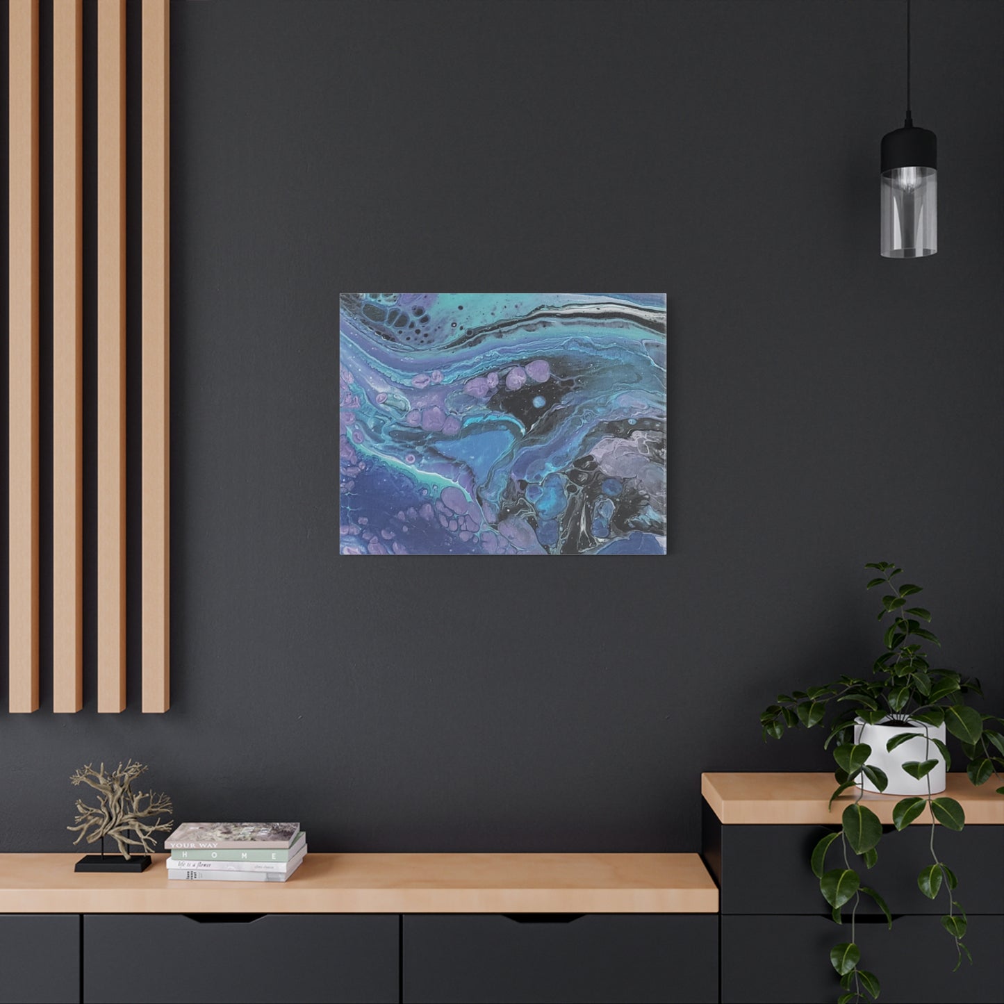 Abstract Ocean Wave Matte Canvas Print — Blue & Purple Fluid Art, Stretched 1.25"