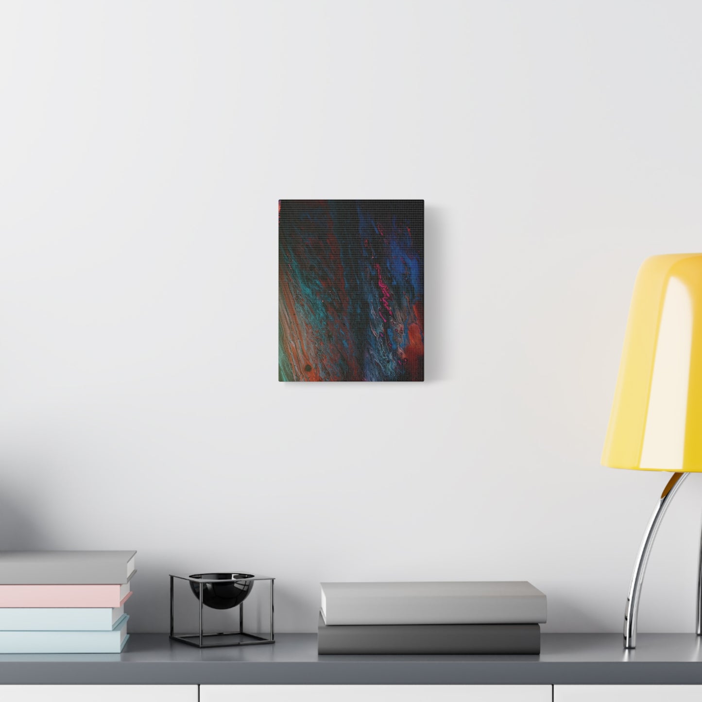Abstract Fluid Art Canvas Wall Art - Jupiter pour — Vibrant Ocean Night Matte Stretched Canvas