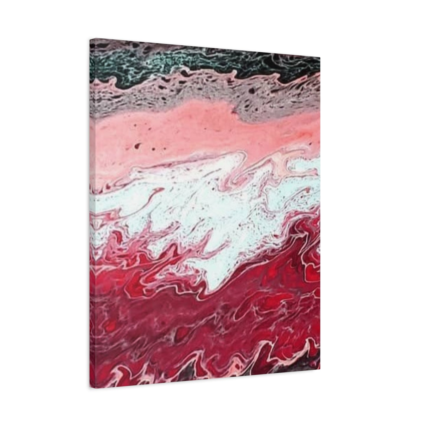 Abstract Pink & Red Fluid Art Canvas — Matte Stretched Wall Art