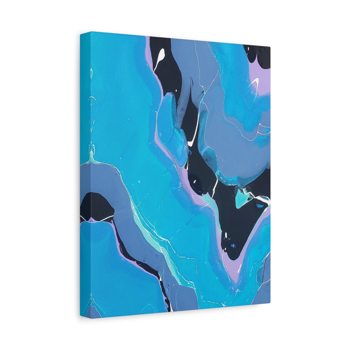 Abstract Blue Fluid Art Canvas Print — Matte Stretched Wall Art 1.25"