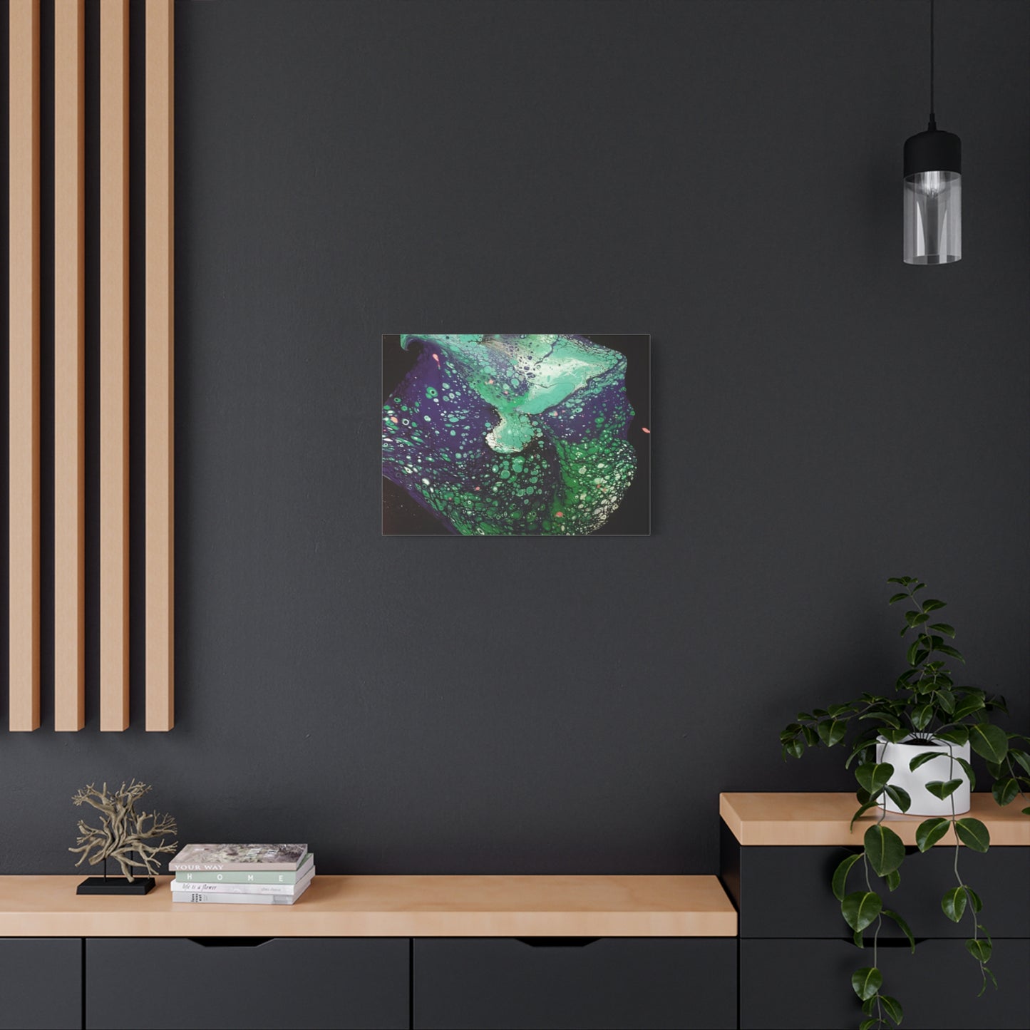 Abstract Green & Teal Fluid Art Canvas Print - Matte Stretched Wall Art