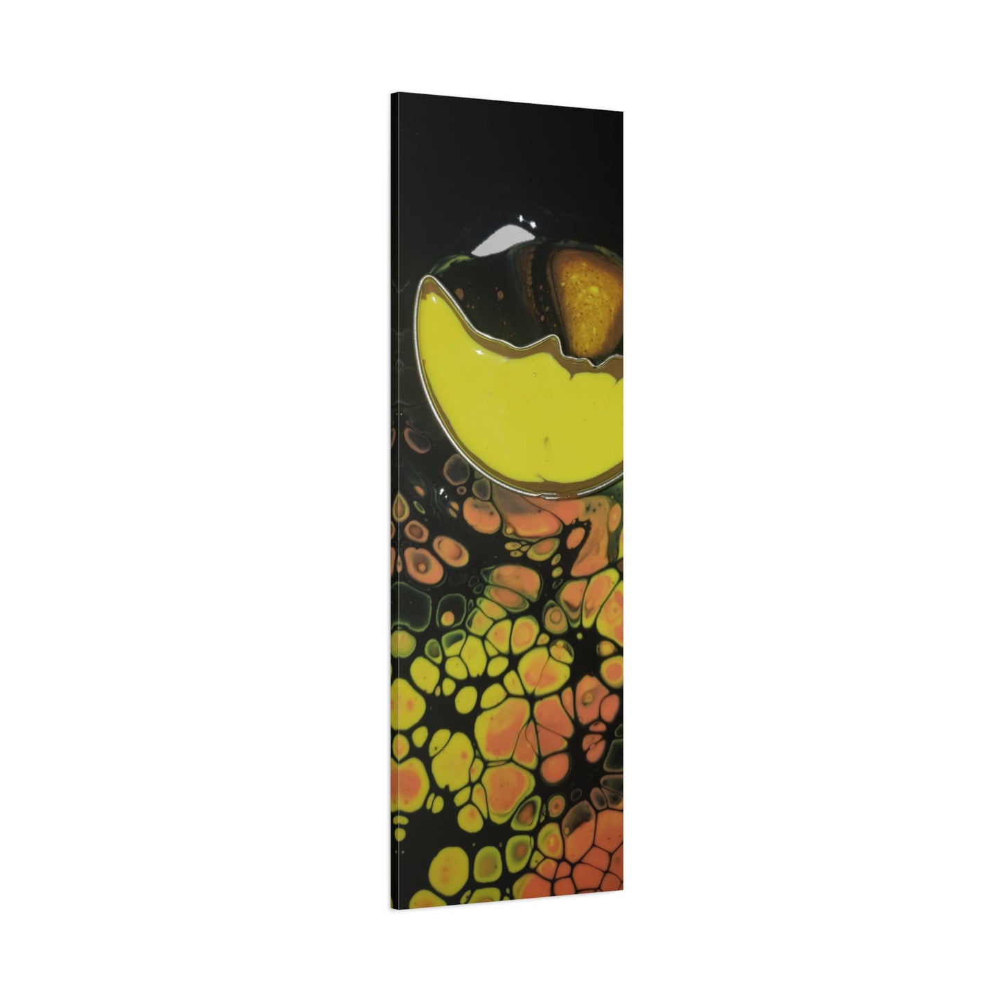 Abstract Fluid Art Canvas Print — Yellow & Black Cell Pour
