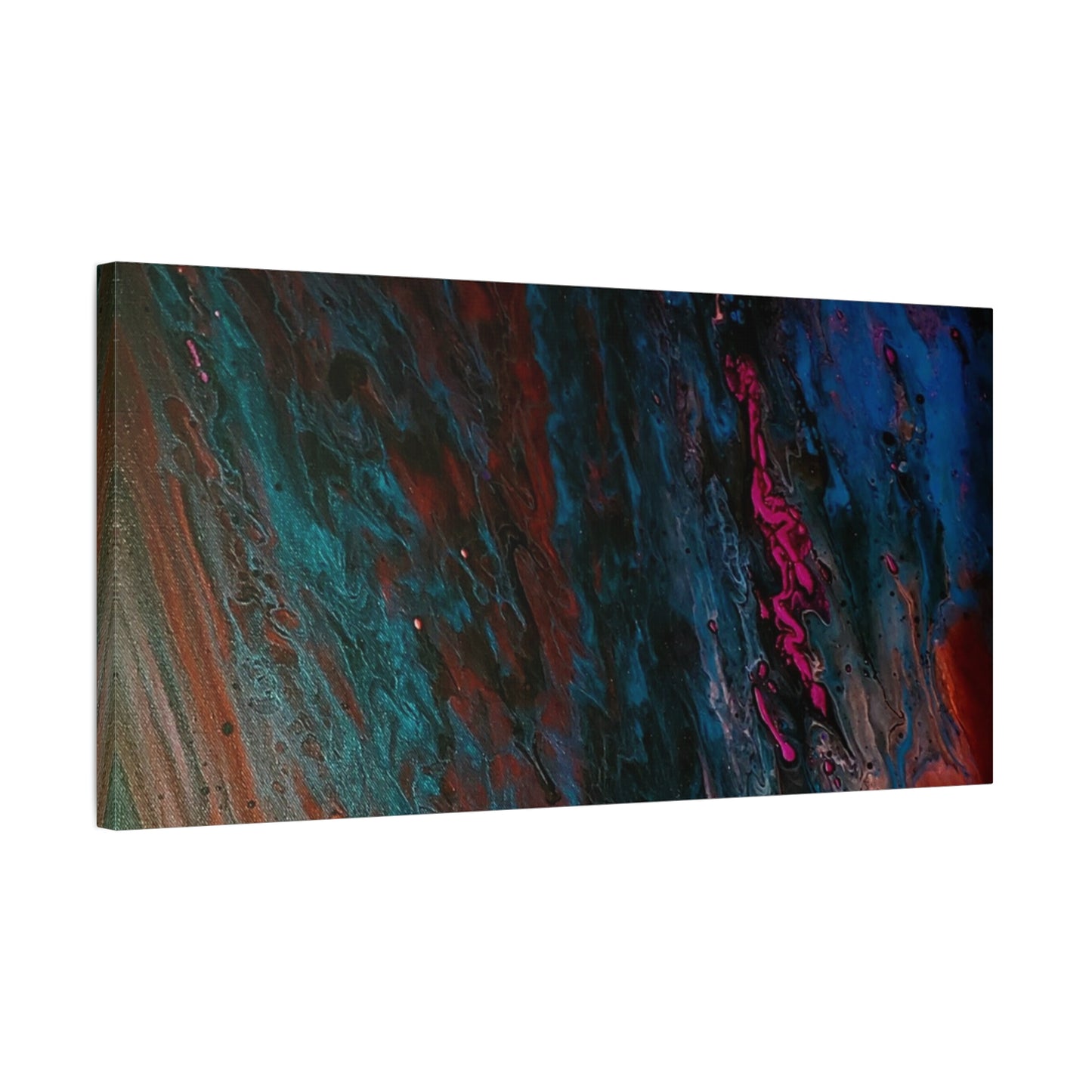 Abstract Fluid Art Canvas Wall Art - Jupiter pour — Vibrant Ocean Night Matte Stretched Canvas