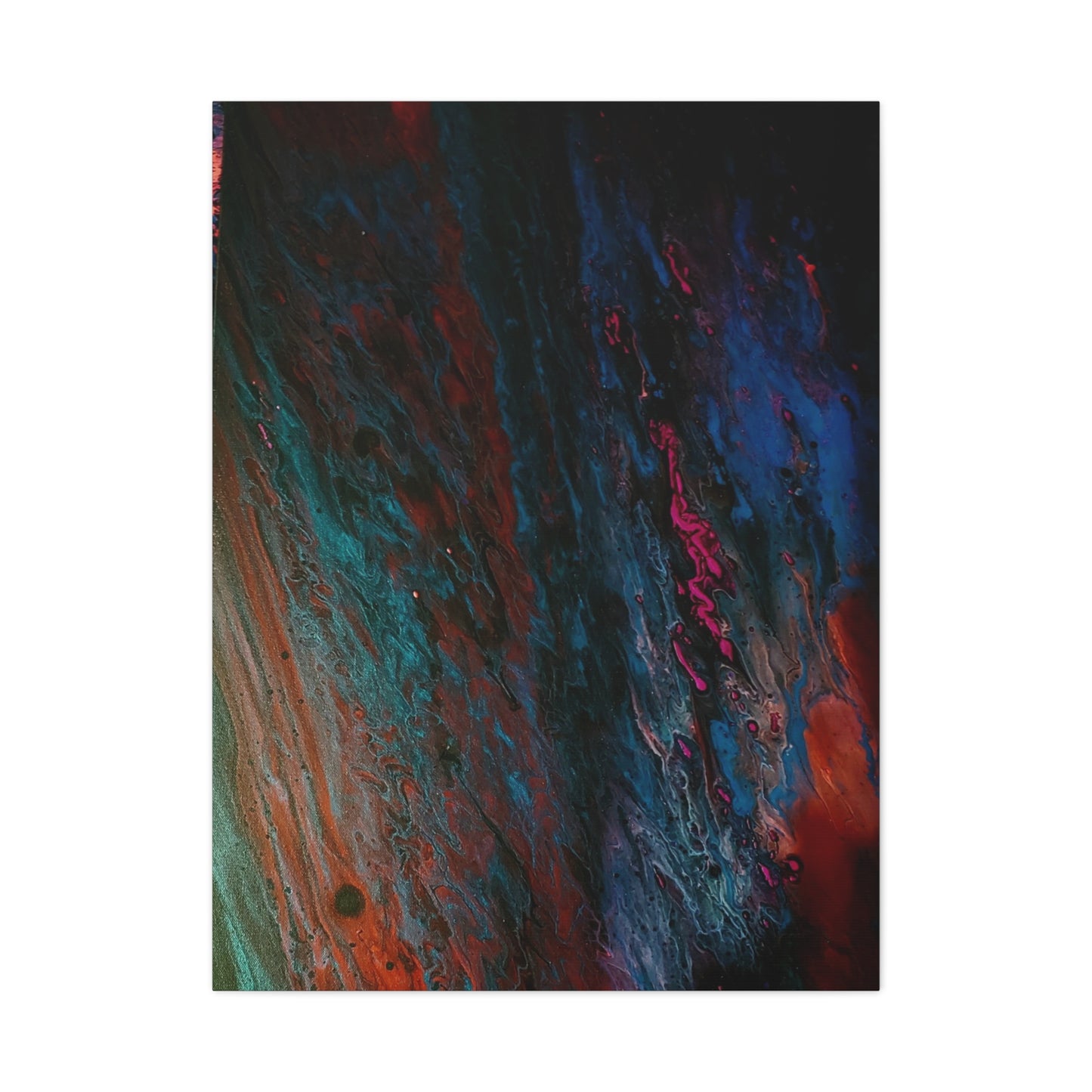 Abstract Fluid Art Canvas Wall Art - Jupiter pour — Vibrant Ocean Night Matte Stretched Canvas