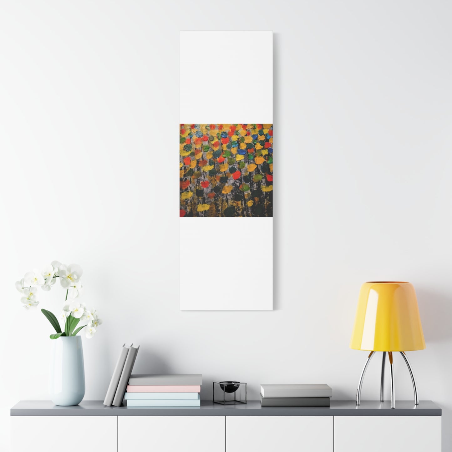 birch trees with color strokes - Abstract Color Bloom Matte Canvas Wall Art — Stretched 1.25"