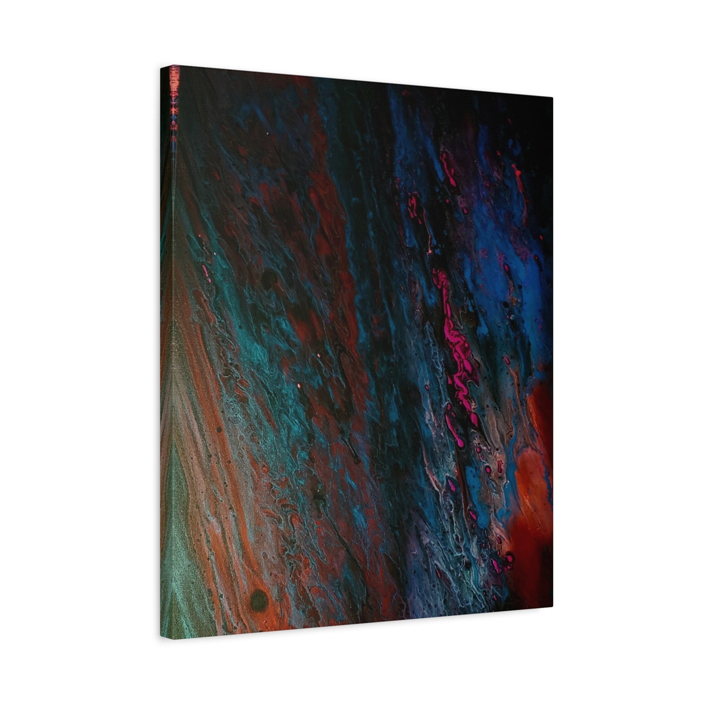 Abstract Fluid Art Canvas Wall Art - Jupiter pour — Vibrant Ocean Night Matte Stretched Canvas