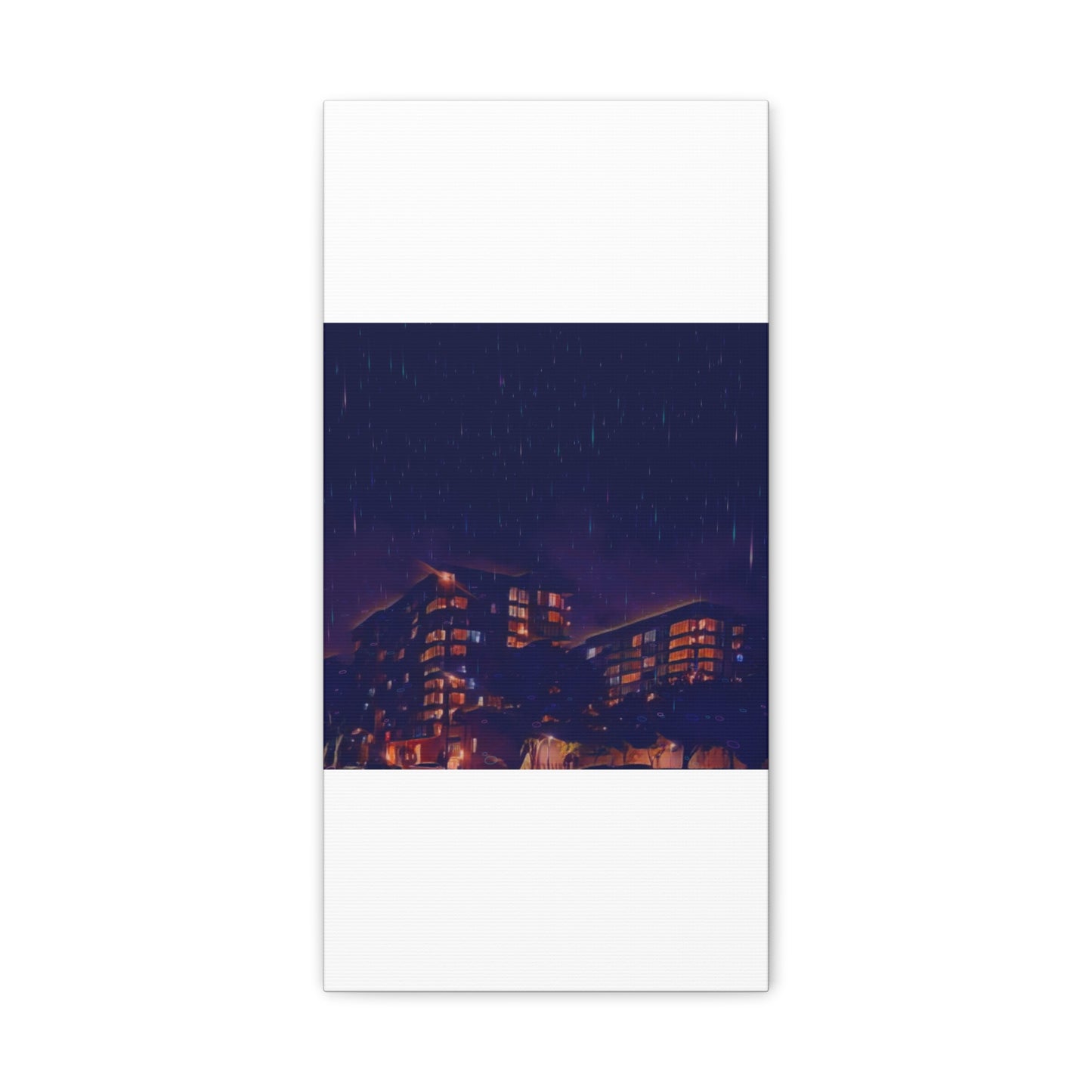 Neon Percipitation @ night - Canvas Print — Moody Urban Wall Art