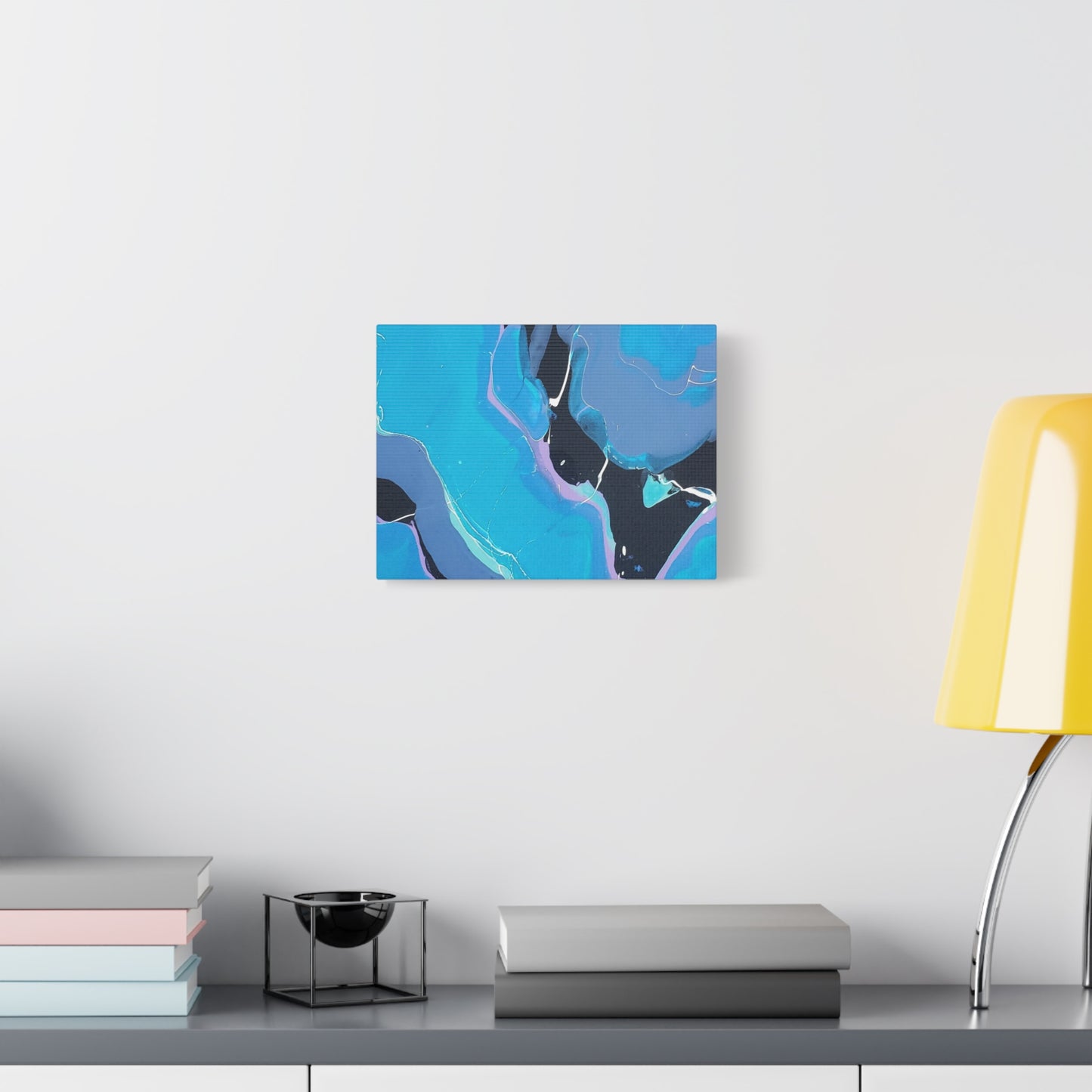 Abstract Blue Fluid Art Canvas Print — Matte Stretched Wall Art 1.25"