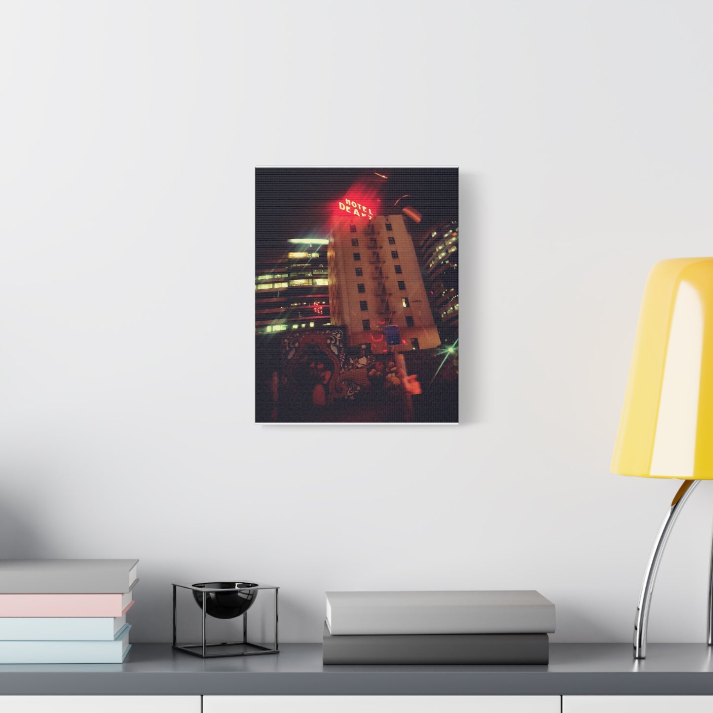 Hotel DeAnza - City Nightscape Canvas Print — Urban Street Art Building Matte Stretched 1.25"