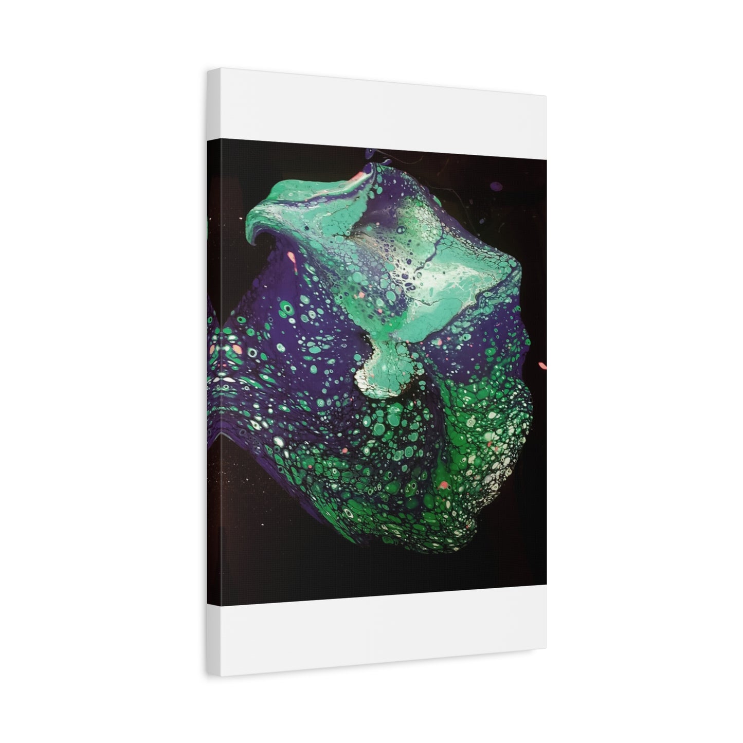 Abstract Green & Teal Fluid Art Canvas Print - Matte Stretched Wall Art