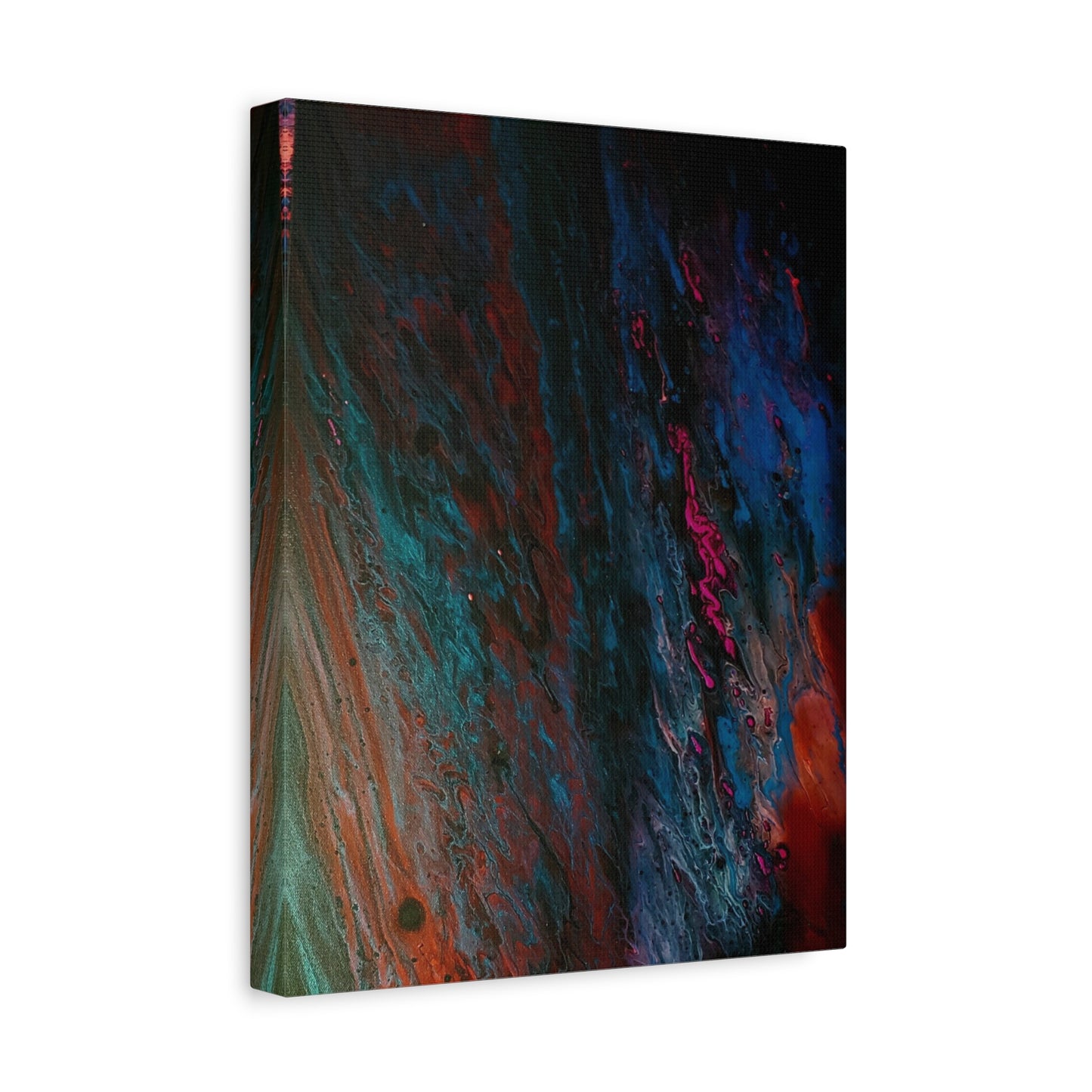 Abstract Fluid Art Canvas Wall Art - Jupiter pour — Vibrant Ocean Night Matte Stretched Canvas