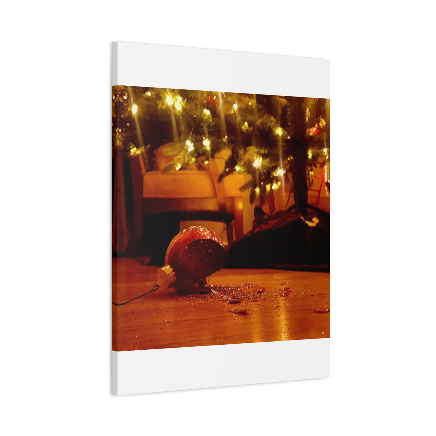 Christmas Tree Ornament Photo Canvas – Cozy Holiday Still Life Wall Art