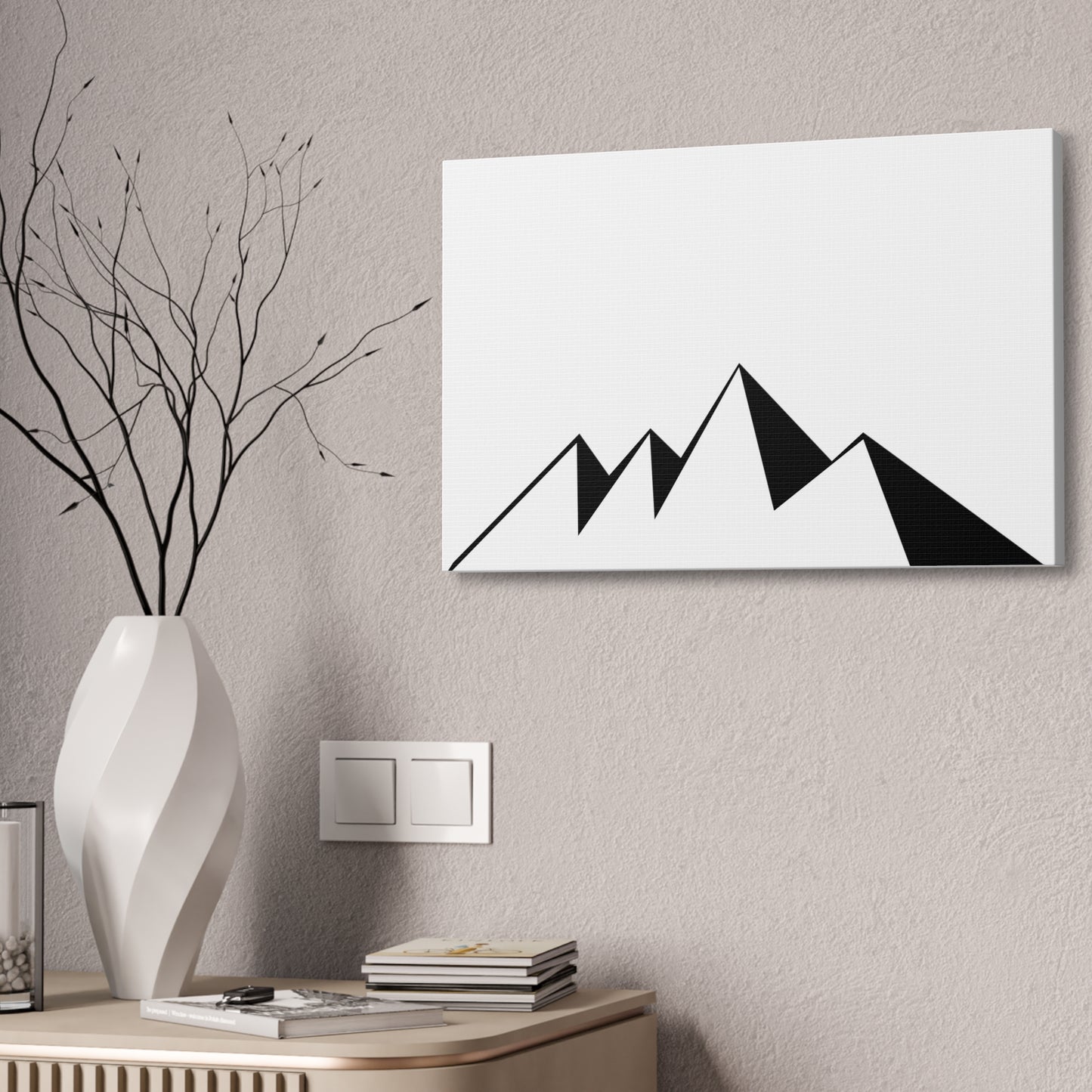 mountains001 - Modern Black Mountain Canvas Art