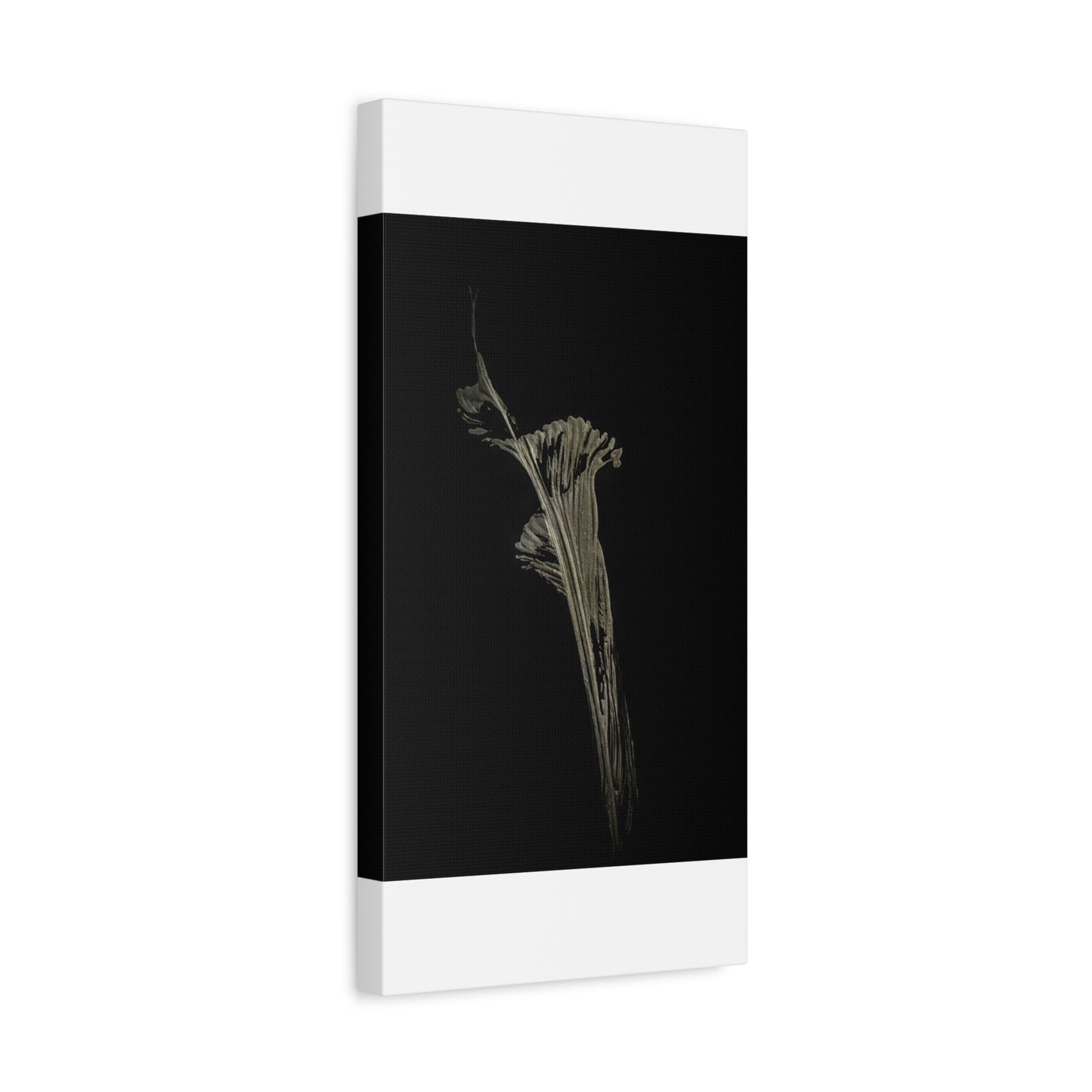 Calla Lilly - Minimalist Botanical Canvas Print — Monochrome Flower Art on Black Matte