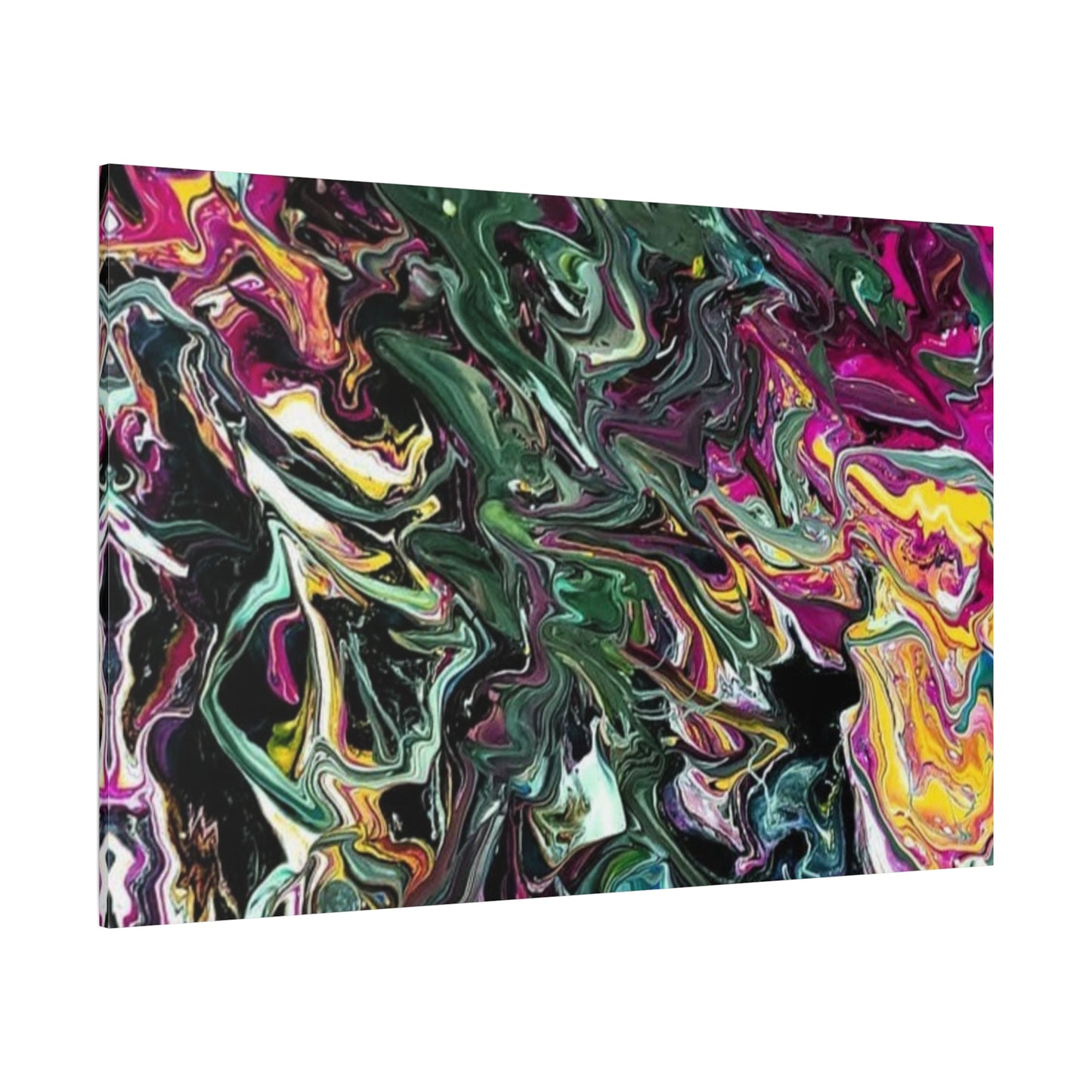 chaos in the garden - Abstract Fluid Art Matte Canvas Print - Colorful Swirl Wall Art
