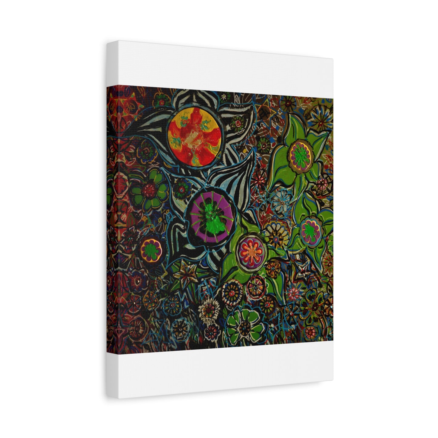 Urban_gardening-03 - Psychedelic Floral Canvas Print — Vibrant Abstract Garden Wall Art