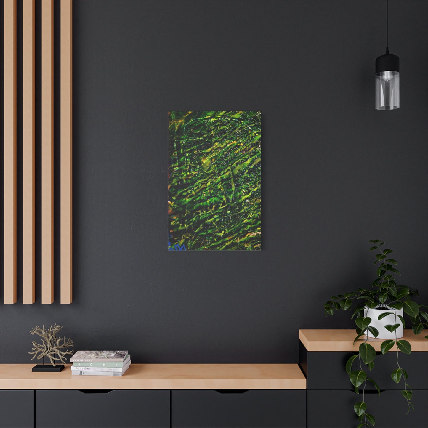 Confessions - Abstract Green Texture Canvas - Matte Stretched Wall Art