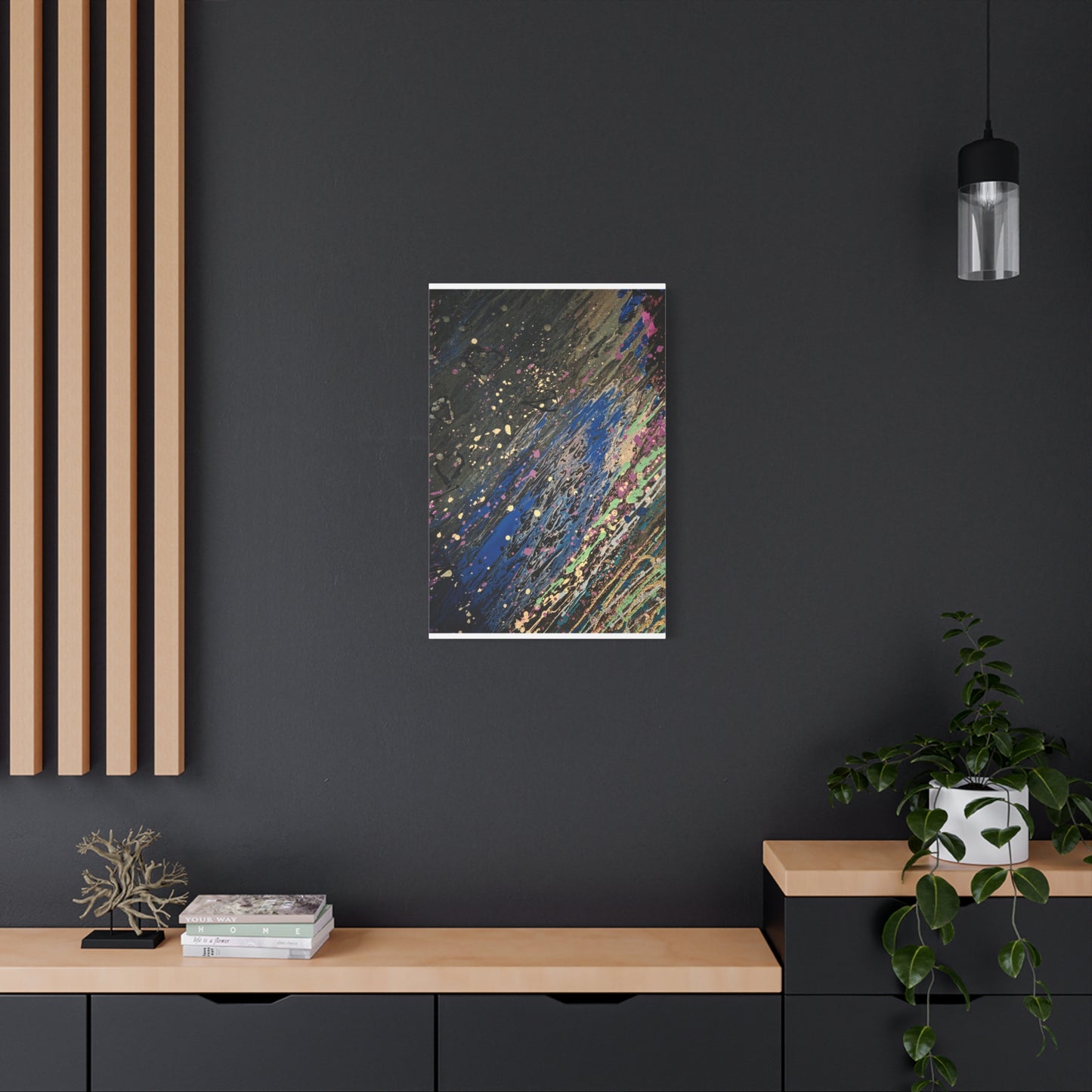 Abstract Splatter Matte Canvas Print — Colorful Fluid Art Wall Decor, Stretched 1.25"